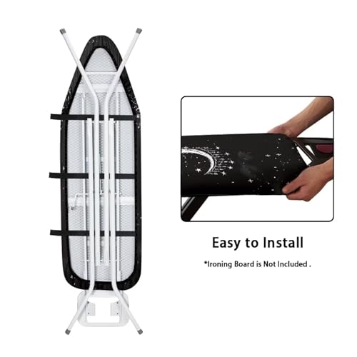 Gothic Sun Moon Iron Board Cover with Padding 15x54 Inch Standard Ironing Board Cover with Elastic Edge, Cute Home Decoration Table Top Ironing Board Cover - color: Gothic Sun Moon 1