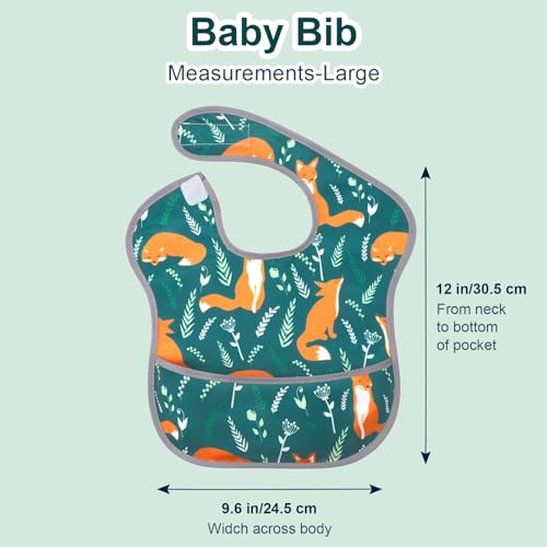 Accmor Baby Bibs for Eating, Waterproof Mess Proof Baby Toddler Bibs, Apron Smock Feeding Bibs for Girls Boys - color: 3pcs-dinosaurs, Foxes, Cacti