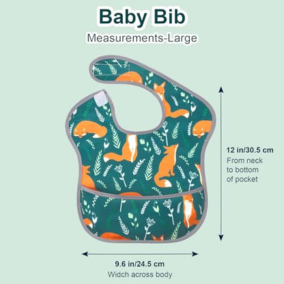 Accmor Baby Bibs for Eating, Waterproof Mess Proof Baby Toddler Bibs, Apron Smock Feeding Bibs for Girls Boys - color: 3pcs-dinosaurs, Foxes, Cacti