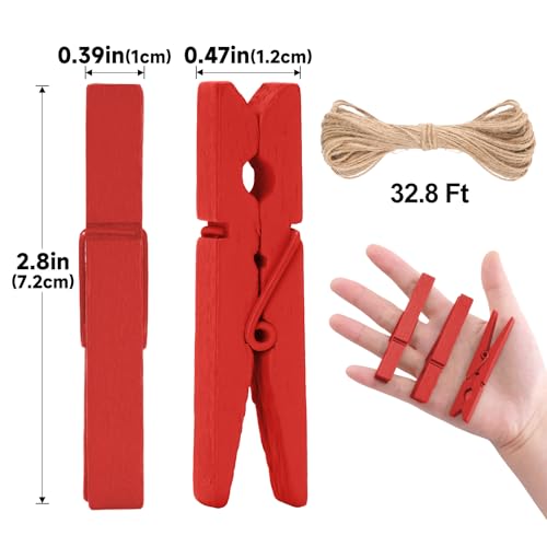 jijAcraft 2.9 Inch Large Clothes Pins - 50Pcs Wooden Clothespins - color: Red Brown, size: 2.9 inch, 50 pcs