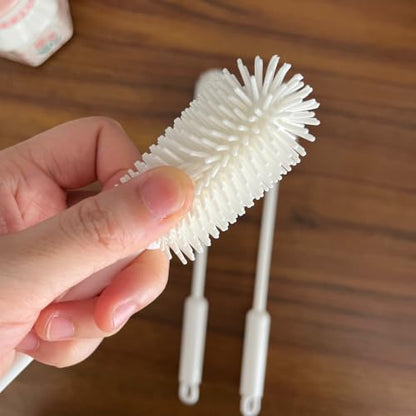 Silicone Cup Brush with Long Handle, 360-Degree Rotating Cleaning Brush with Long Handle for Bottles, Cups, and Containers, Reusable Kitchen Cleaning Tool - color: White Silicone Cup Brush