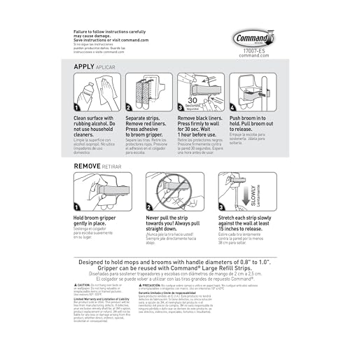 Command Large White Broom Grippers, 2 Broom Grippers, 4 Strips - size: 2 Grippers