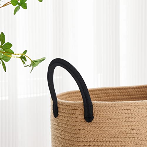 VIPOSCO 58L Tall Woven Laundry Basket Hamper, Brown Black - color: Brown & Black, size: 58L