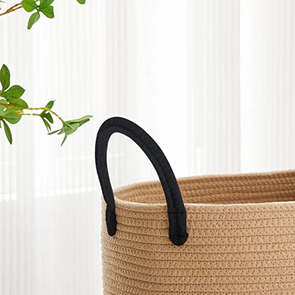 VIPOSCO 58L Tall Woven Laundry Basket Hamper, Brown Black - color: Brown & Black, size: 58L