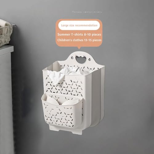 2PCS Hanging Laundry Baskets with Carry Handle, Foldable Plastic Laundry Hamper, Wall Hanging Storage Basket, Dirty Clothes Storage Bin Multi-function Storage Container, Set of 2 (Blue,Small) - color: Blue