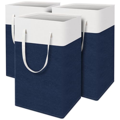 TasticTotes Laundry Basket 3-Pack, Laundry Hamper, 88L-Blue - color: Blue, size: 88L