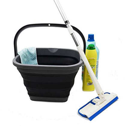 SAMMART 11L (2.9 Gallon) Collapsible Rectangular Handy Bucket (1, Grey/Black) - color: Grey/Black