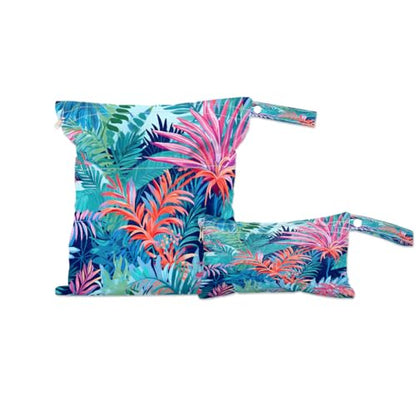 Pardick Wet Bag 2Pcs Wet Dry Bag Waterproof Travel Laundry Bags Poppy Leaf Tropical Swimsuit Bags Storage Cloth Diaper Bathing Suit 0rganizer for Beach, Yoga, Gym, Pool - color: Poppy Leaf