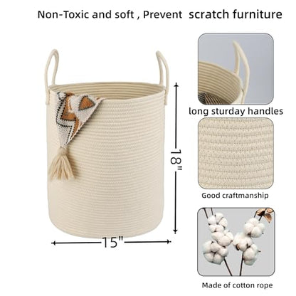 XUANGUO Cotton Rope Laundry Basket Hamper for Clothes, beige - color: beige, size: Regular