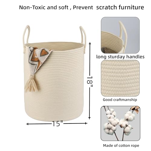 XUANGUO Cotton Rope Laundry Basket Hamper for Clothes, beige - color: beige, size: Regular