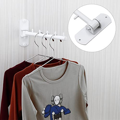 Folding Wall Mounted Clothes Hanger Rack with Swing Arm Stainless Steel Heavy Duty Coat Hook for Bathroom, Bedroom, Laundry Room- White - color: White
