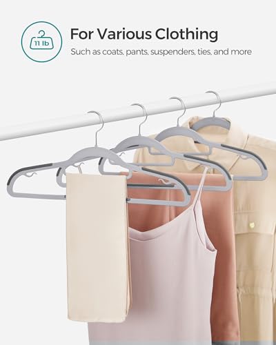 SONGMICS Pack of 50 Coat Hangers, Space-Saving Plastic Clothes Hangers - color: Lightgray + Darkgray, size: 50 Pack