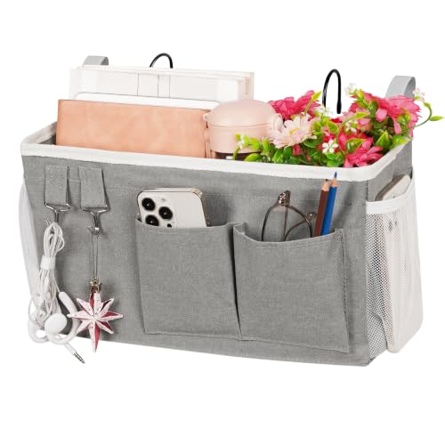Lilithye Bedside Caddy, Bedside Storage Bag Hanging Organizer for Bunk Bed - color: 1pc New Grey