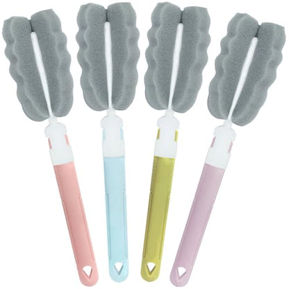Sponge Bottle Brush Cup Cleaning Brush Long Handle Baby Bottle Cleaning Brushes Detachable Bottle Scrubber for Water Bottles, Glasswares, Mugs (Brush 4PCS) - color: Brush 4pcs