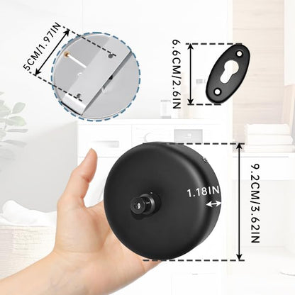 SUS304 Retractable Clothesline with Adjustable Nylon Clothing Rope for Bathroom Laundry Hotels (Black) - size: Black