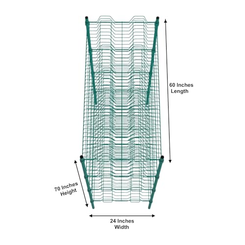 PRO&Family Green Epoxy 4-Tier Commercial Drying Rack with Casters – Heavy Duty Wire Shelving for Dish Drying, Kitchen Storage & Food Service Use (24" x 60" Mobile, 3" Slots) - size: 24" x 60" Mobile