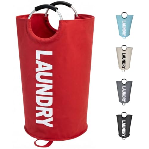Maxsilan 90L Large Laundry Basket Bag, Collapsible Tall Hamper, Red - color: Red, size: 90L