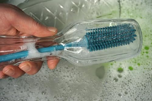 RSVP International Kitchen Scrubber Collection Dishwasher Safe, Silicone Bottle Brush, 12.5", Turquoise - color: Turquoise, size: Silicone Bottle Brush, 12.5"