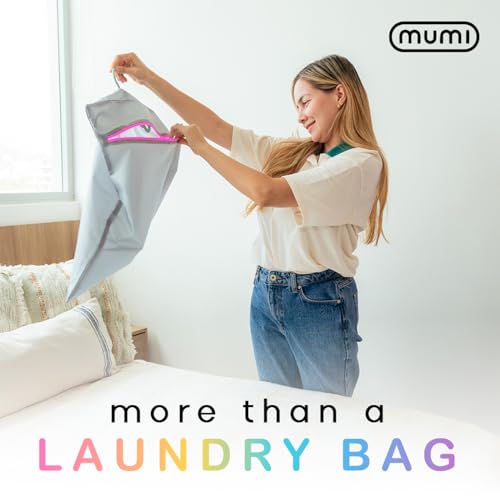 MUMI Smell-Proof Travel Laundry Bag with Folding Hanger, Aqua - color: Aqua
