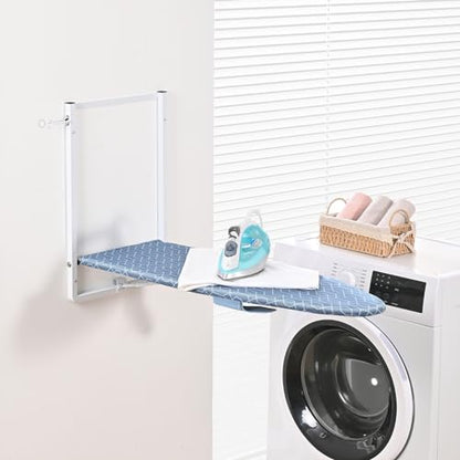 KINGBOARD Wall Mounted Ironing Board with Iron Storage, Foldable Iron Board - color: Blue