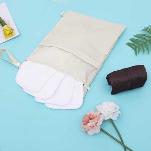 ALVA ALVABABY 2pcs Cloth Diaper Wet Dry Bags Waterproof Reusable with Two Zippered Pockets Travel Beach Pool Daycare Soiled Baby Items Yoga Gym Bag for Swimsuits or Wet Clothes 2LM05 - color: Dark brown and beige