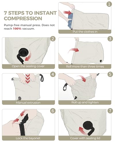 Travel Laundry Bag, Pump-free Vacuum Compression Dirty Clothes Bag, Medium Reusable Waterproof & Washable Laundry Bag, Wet and Dry Bag, Ideal for Suitcases, Laundromats (1 Pack) White - color: White, size: 17.5" L × 13.5" W × 5" H