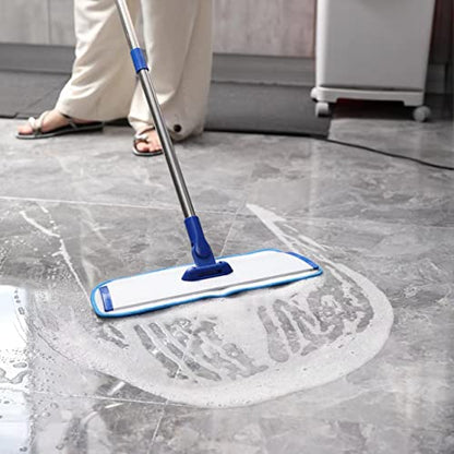 18" Professional Microfiber Mop Floor Cleaning mop, Flat Mop with Stainless Steel Handle,4 Reusable Washable Mop Pads and mop Pads Brush,Microfiber Mop for Hardwood (18" Microfiber Mop)