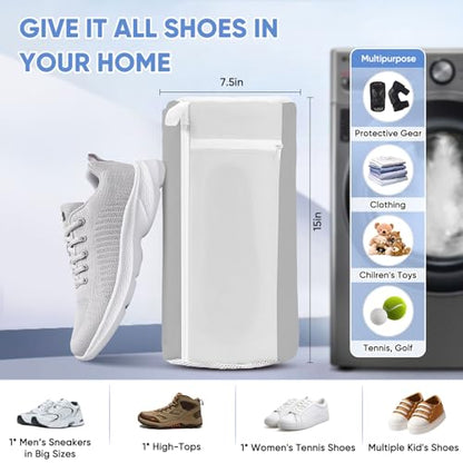 Shoe Washing Machine Bag for Washer and Dryer - Reusable Large Laundry Shoe Bag for Sneakers Tennis Home Washing Kit, Includes Shoe Trees to Keep Shape, Grey 2pcs - color: Grey