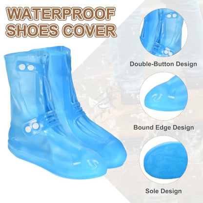 HARFINGTON Waterproof Shoes Cover M (US 5) Rain Galoshes w Double Buckle - color: Blue, size: M (US 5)