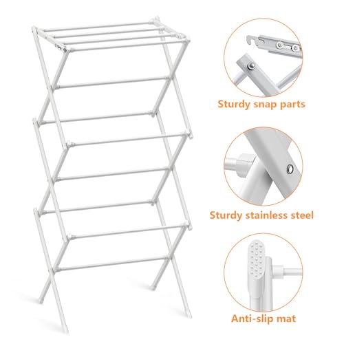 3-Tier Clothes Drying Rack Drying Rack Clothing Pure White-1pack - color: Pure White