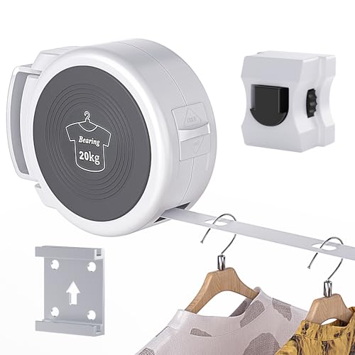 Retractable Clothesline, Foldable Indoor Clothes Line With Fixed Drying Hole, Heavy Duty Portable Laundry Line for Bedroom, Bathroom, Balconies