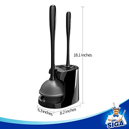 MR.SIGA Toilet Plunger and Brush Combo for Toilet Cleaning, Black, 2 Set (Pack of 6) - color: Black, size: 6.3 x 8.2 x 18.1 inch (Pack of 6)