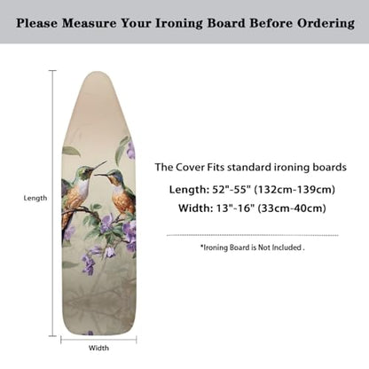 Hummingbird Flower Ironing Board Cover and Padding Standard Size Protective Padded Iron Cover Suitable for Most Standard Ironing Boards Table Covers Built in Ironing Board Sleeve Grey - color: Hummingbird Flower 2
