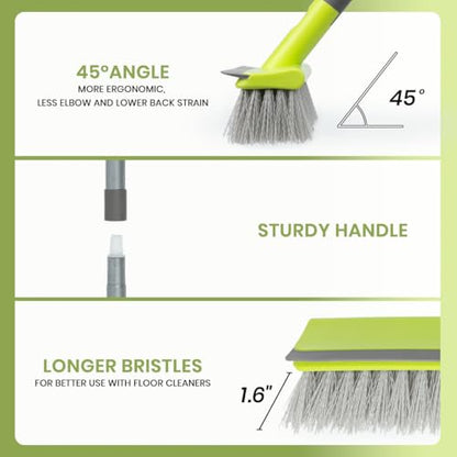 Floor Scrub Brush and 24-inches Push Broom, 2 in 1 Floor Brush and 24" Outdoor Push Broom Brush for Floor Cleaning