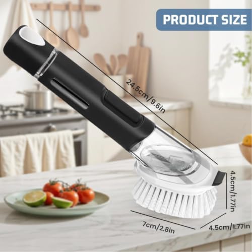 Soap Dispensing Dish Brush, Cleaning Scrubber with Soap Dispenser, Kitchen Brush for Pot Pan Sink Cleaning for Dishes, Pans, Sink, Pots