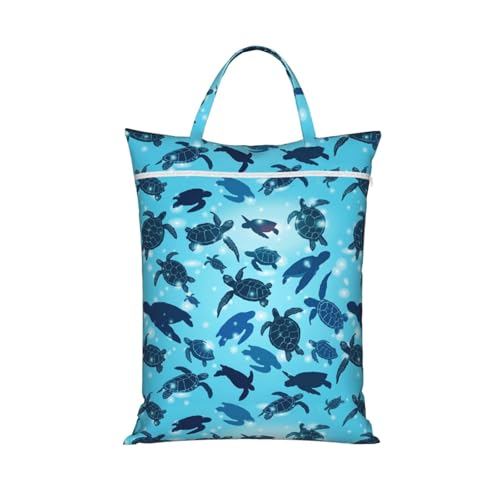 Summer Sea Turtle Ocean Travel Laundry Bags Cloth Diaper Wet Bags Handle Washable Dirty Clothes Bags Wet Dry Bag Suitcase Gym Swimming Pool College Dorm Wet Bag - color: 1 PC14, size: One Size