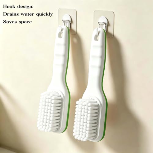 2pc Multi-Purpose Household Cleaning Brush Set, Ergonomic Comfort Grip for Shoe Cleaning, Laundry & Bathroom Cleaning (Green) - color: Green