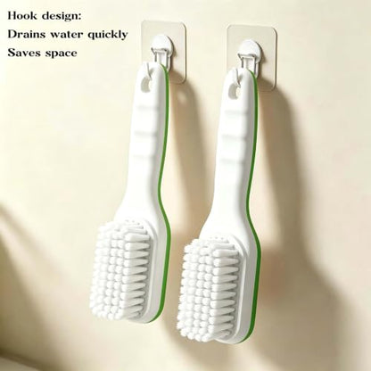 2pc Multi-Purpose Household Cleaning Brush Set, Ergonomic Comfort Grip for Shoe Cleaning, Laundry & Bathroom Cleaning (Green) - color: Green