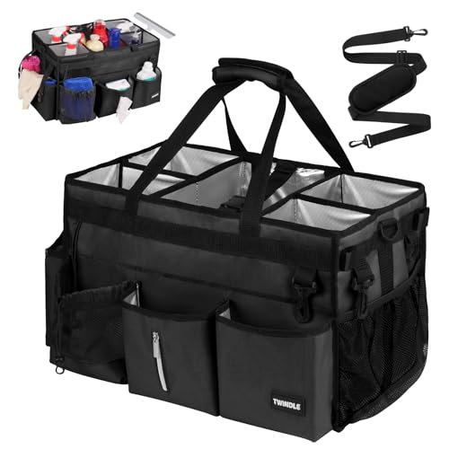 Large Cleaning Caddy For Cleaning Supplies,Cleaning Bag With Waist Belt & Shoulder Straps, Detachable Divider,Cleaning Supply Caddy For Housekeepers & Cleaners - color: Black, size: Large