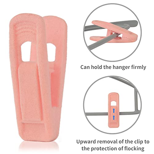 Tinfol Pink Velvet Hanger Clips Pack of 24, Pants Velvet Clips, Premium Large Opening Clothes Pin, Strong Finger Flocked Clip Perfect for Use with Slim-line Clothes Velvet Hangers - color: Pink, size: 24PC