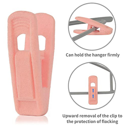 Tinfol Pink Velvet Hanger Clips Pack of 24, Pants Velvet Clips, Premium Large Opening Clothes Pin, Strong Finger Flocked Clip Perfect for Use with Slim-line Clothes Velvet Hangers - color: Pink, size: 24PC