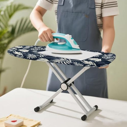 Dark Blue Tropical Leaf Pattern Ironing Board Cover, Anti Dust Resist Stain Iron Board Protector Mini, 14x24 Inches, Machine Washable Ironing Pad Cover - color: Dark Blue Tropical Leaf Pattern