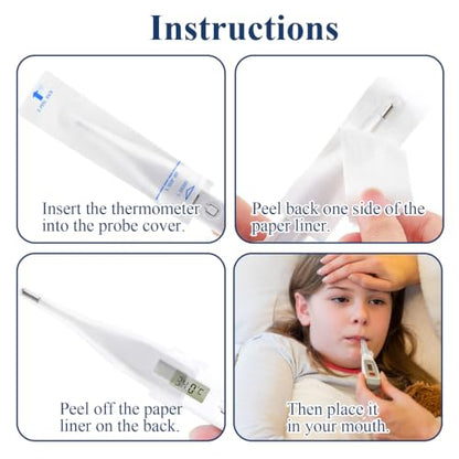 100 Pack Thermometer Probe Covers,Disposable Thermometer Sleeves,Universal