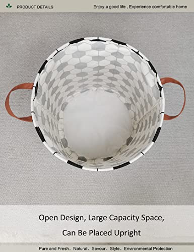 Round Geometric Hexagon Laundry Basket Hamper for Youth,Teens,Adults - color: Hexagon Football