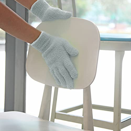 Evridwear Microfiber Dusting Gloves 2 Pairs (Blue + Gray)
