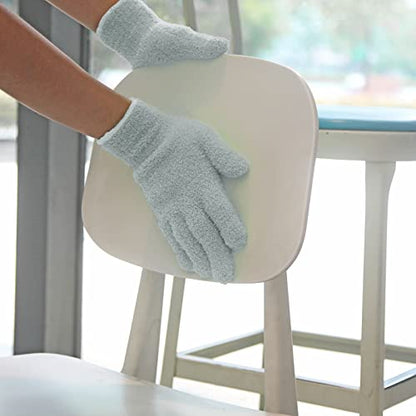 Evridwear Microfiber Dusting Gloves 2 Pairs (Blue + Gray)