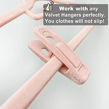 TOFIIGREM Light Pink Velvet Hangers (80-Pack), Non-Slip Strong Hanger Clips for Velvet Skirts & Pants - color: Light Pink, size: 80pc