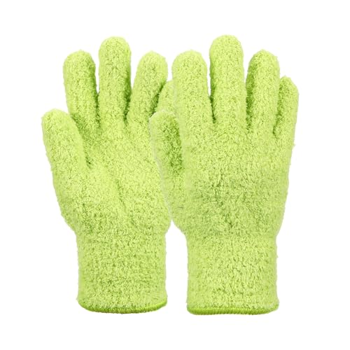 uxcell Microfiber Gloves, Reusable Washable Plant Dusting Gloves Cleaning Mittens for Auto Plants Household - color: Grass Green