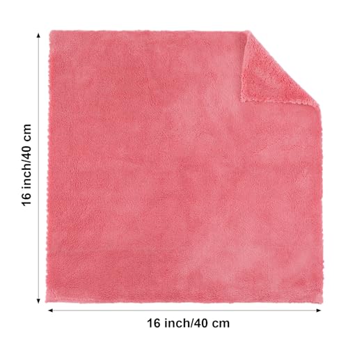 Shimeyao 30 Pcs 16 x 16 Inch Edgeless Microfiber Plush Towels for Cars Detailing Drying Wash Polishing Absorbent Cleaning Cloths, 500 GSM(Vivid Red) - color: Vivid Red, size: 16 x 16 Inch