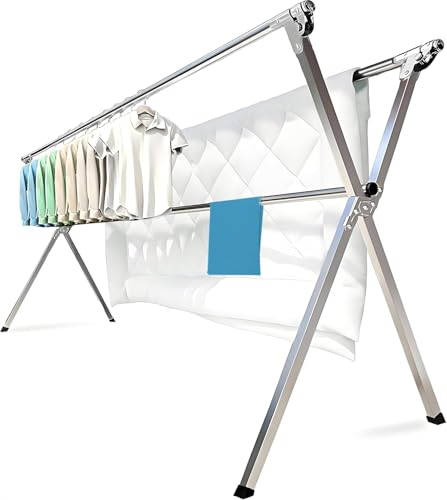 AZK Clothes Drying Rack Extendable Laundry Drying Rack with 20 Hooks - size: 79.55 inches